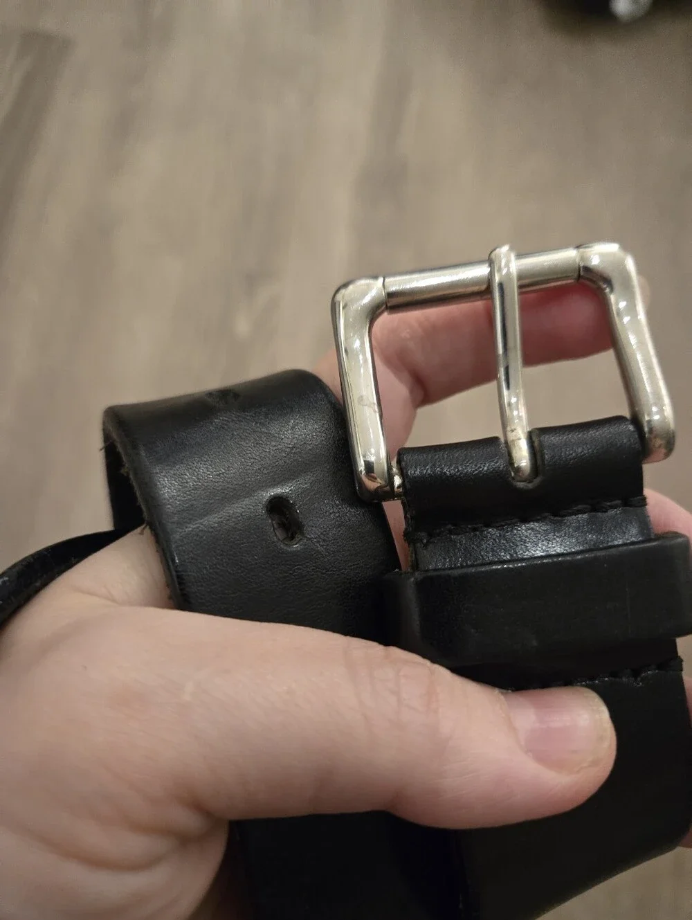 Womens Black Leather Belt Grunge Retro Dirtbag size 28 VTG Banana Republic Italy